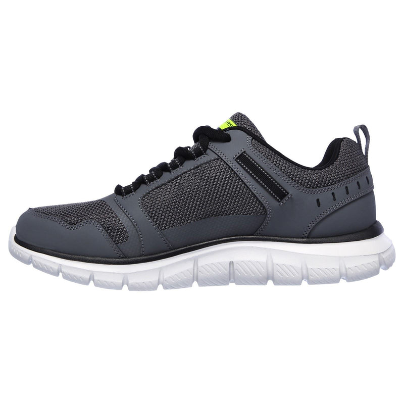 Skechers Track Knockhill Leder Herren Turnschuhe In Anthrazit/Schwarz
