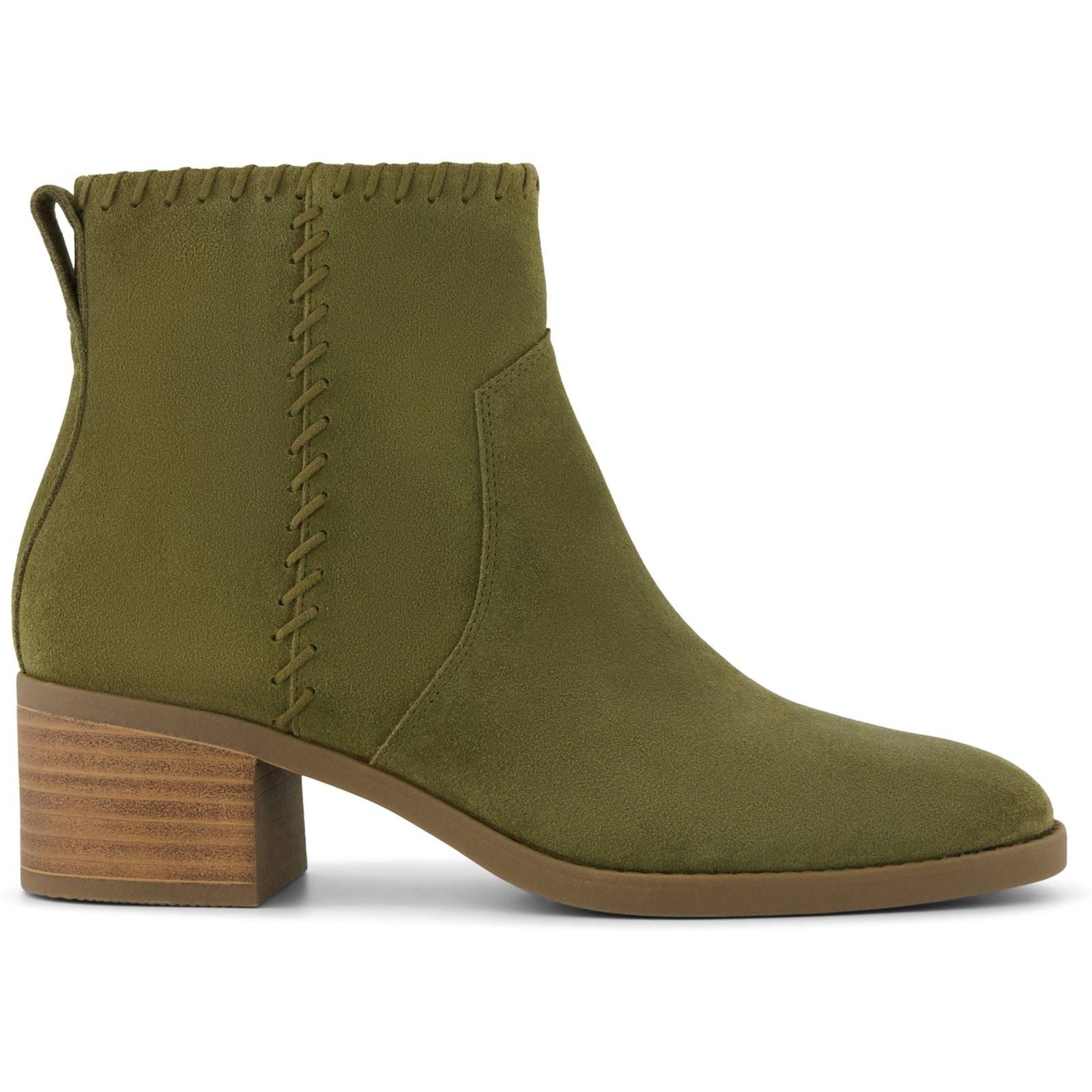 TOMS Delilah Heeled Wildleder Damen Khaki Stiefeletten Mit Absatz