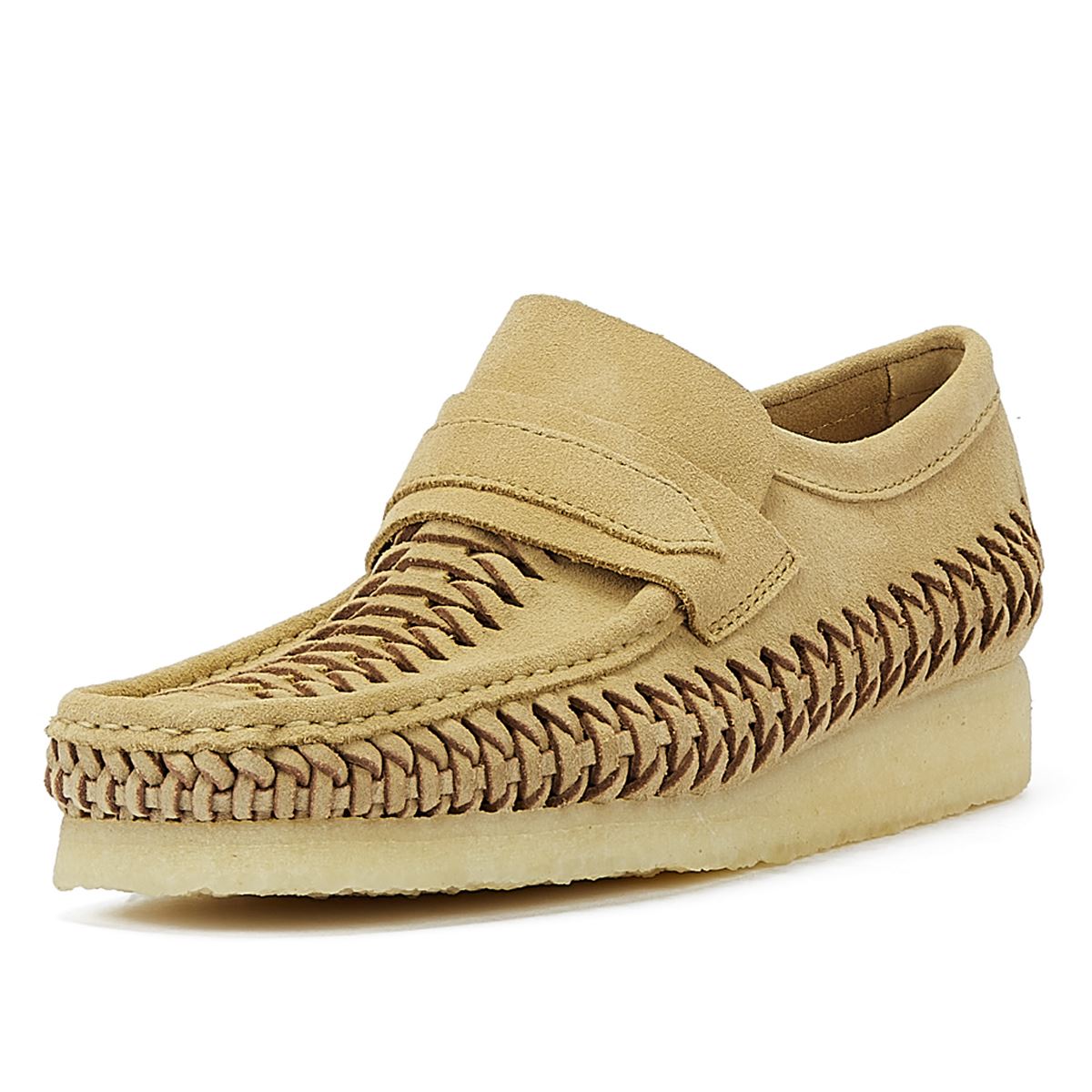 Clarks Originals Wallabee Loafer Weave Suede Herren-Lederslipper Aus Ahorn-Wildleder