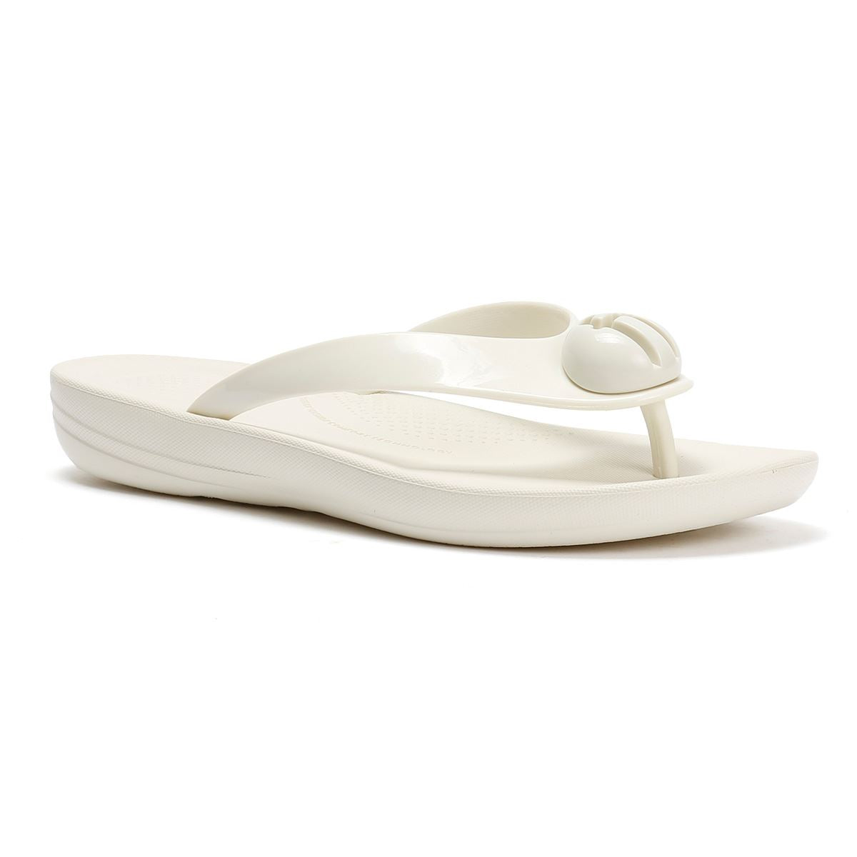 FitFlop Iqushion Glossy Button Damen Flip-Flops In Weiß