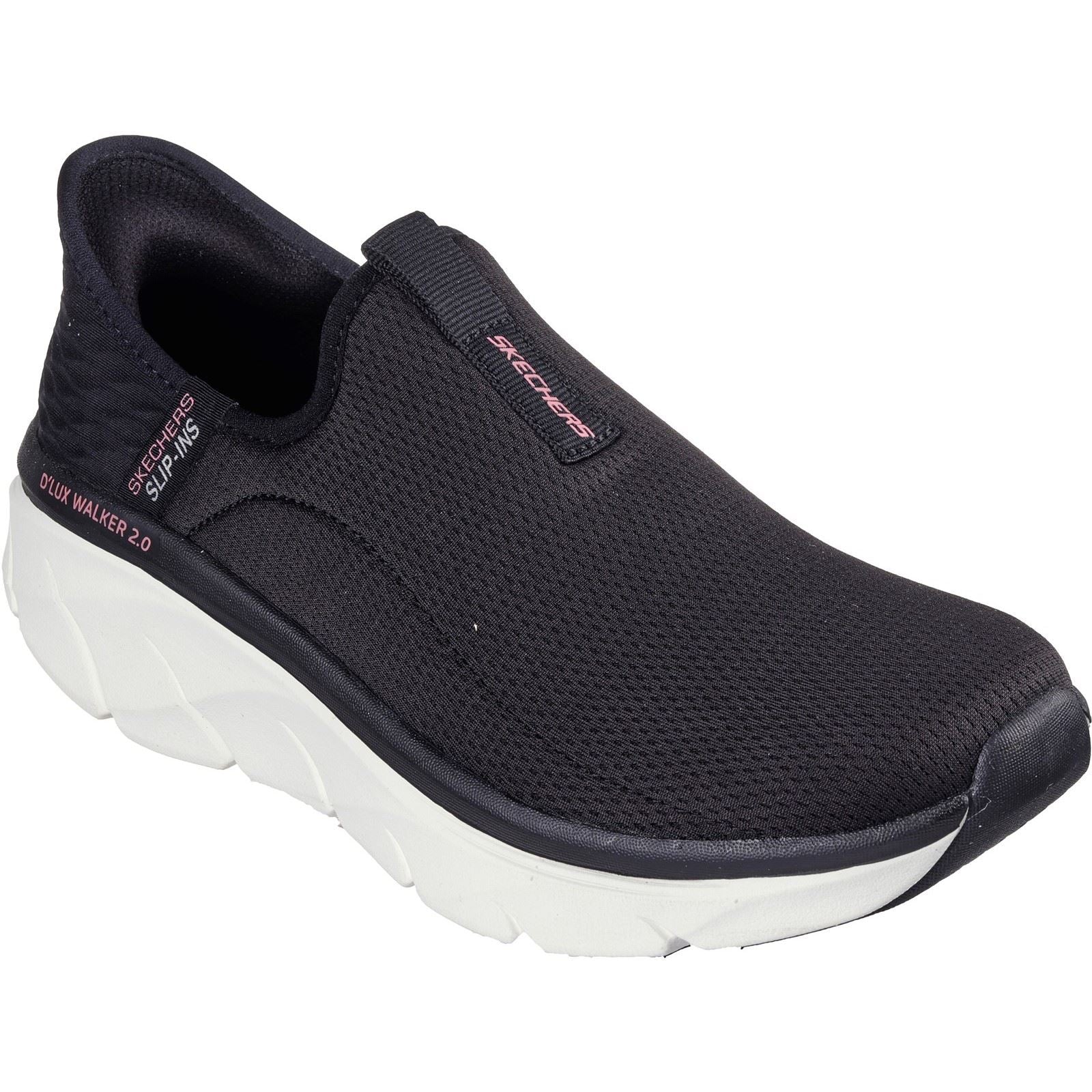Skechers D'Lux Walker 2.0 Synthetik Damen Schwarz/Rosa Sneakers