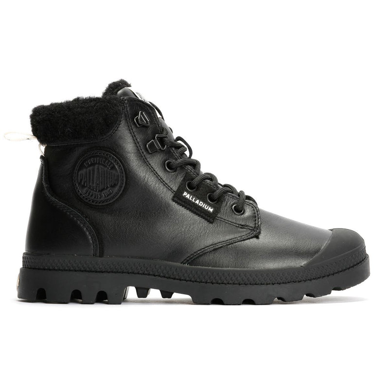Palladium Pampa HI Snow Warm Leder Damen Schwarze Stiefel