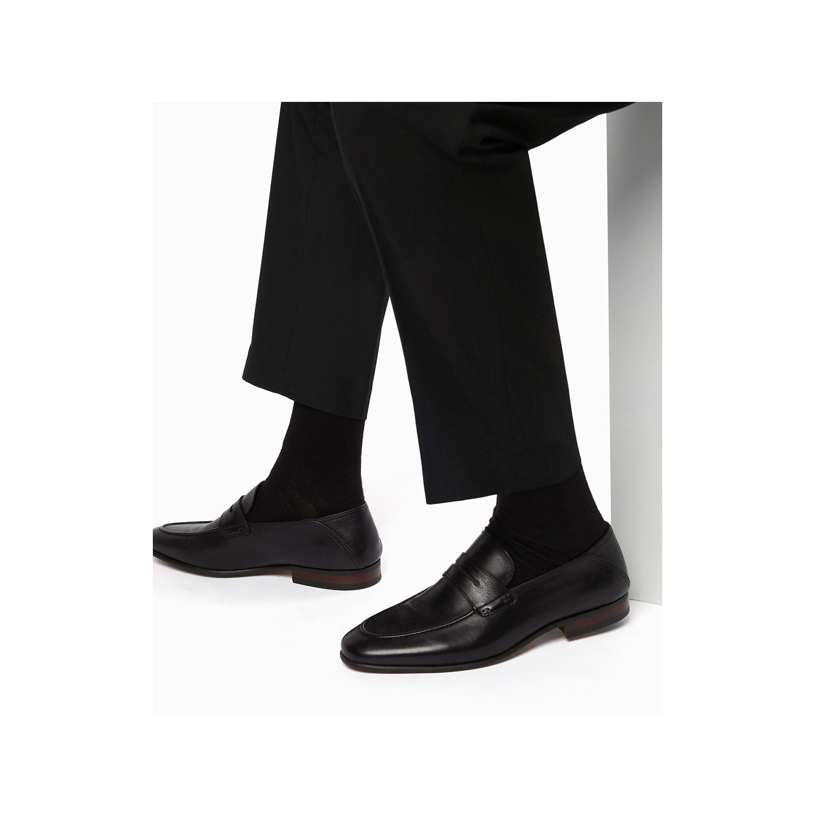 Dune Sync Leder Herren Schwarze Mokassins