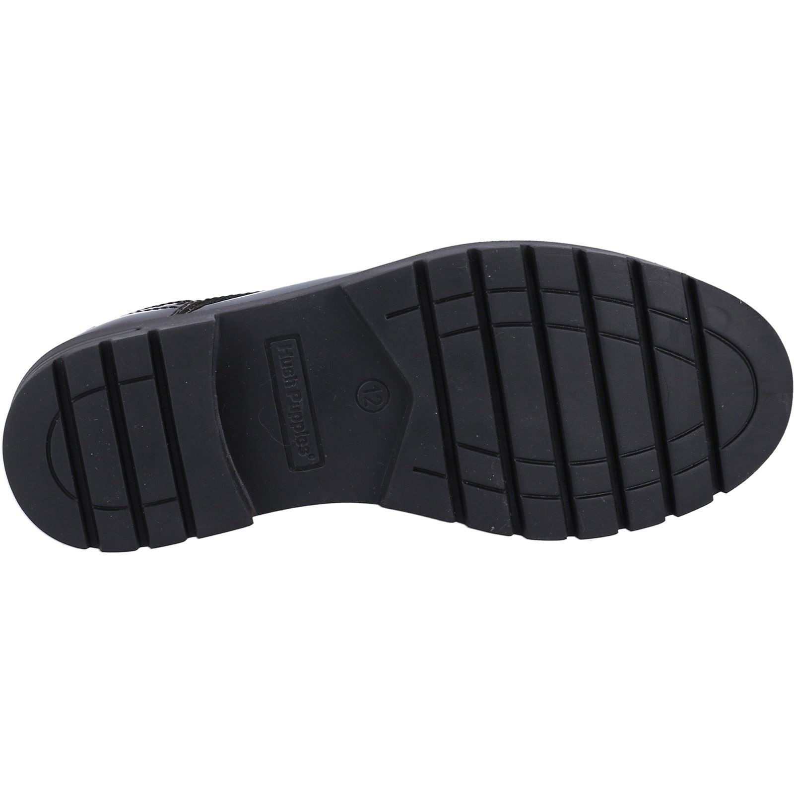 Hush Puppies Jayne Patent SNR Mädchenschuhe Aus Schwarzem Leder Mit Schnürung
