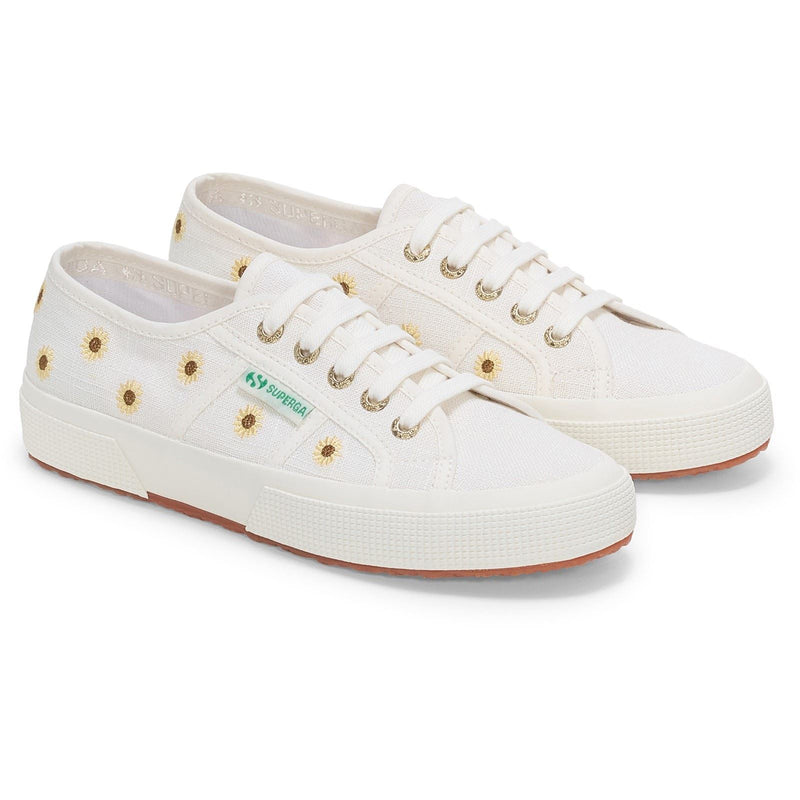 Superga Embroidery Linen Sunflower Damen-Sneaker Aus Leinen In Weiß