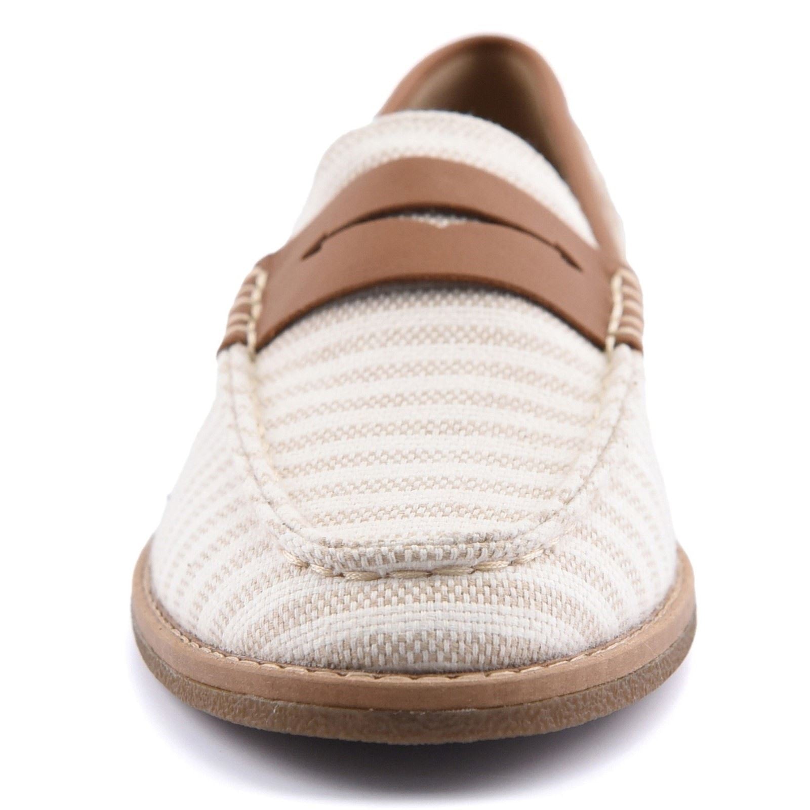 Sperry Port Driving Textile Damen Weiße/Braune Loafer