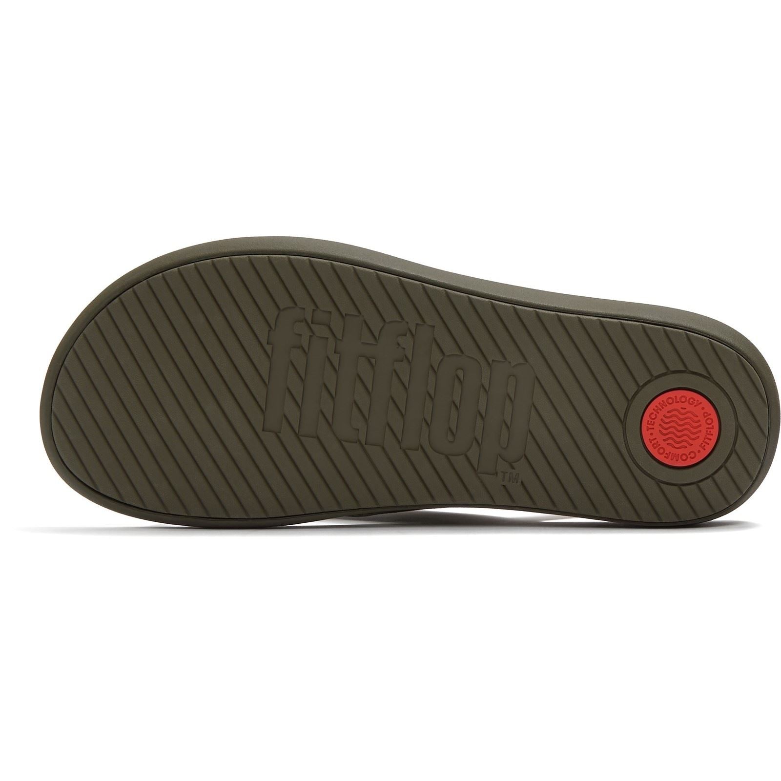 Fitflop iQushion Polyester Herren Flip-Flops In Tiefem Oliv/Salbeigrün