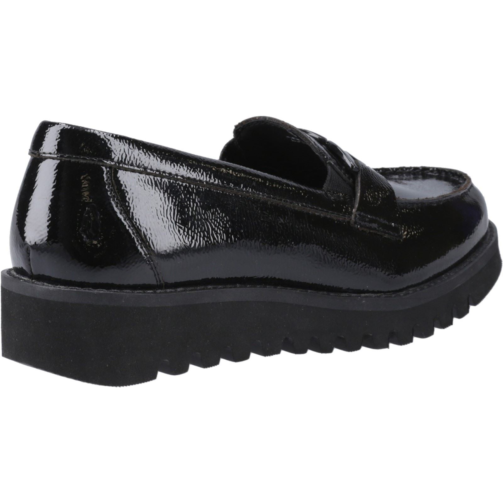 Hush Puppies Francis Loafer Patent Mädchenschwarze Slipper Aus Leder