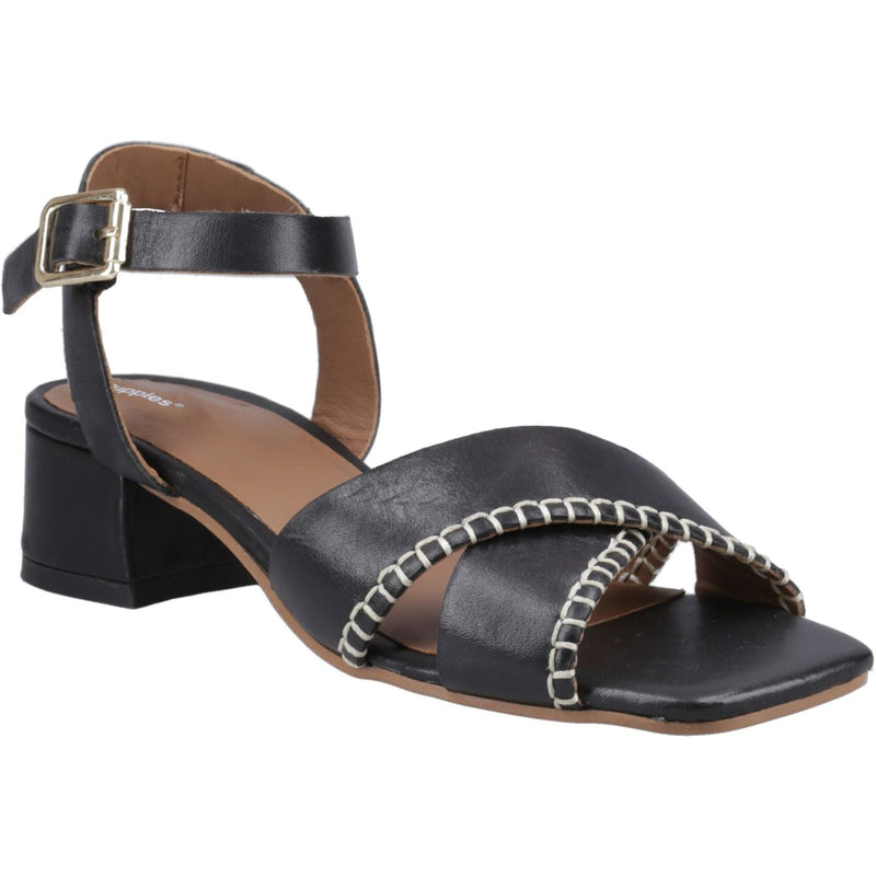 Hush Puppies Lyla Heeled Damen Sandalen Aus Schwarzem Leder