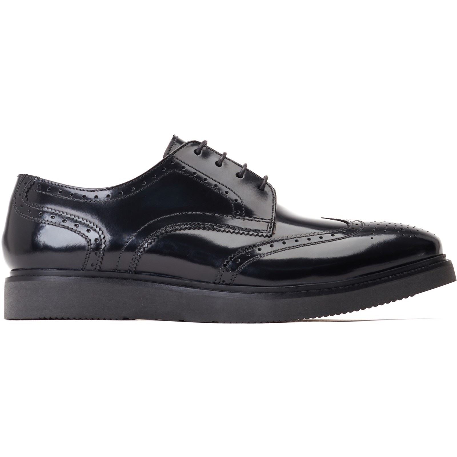 Base London Joe Leder Herren Schwarz Brogues-Schuhe