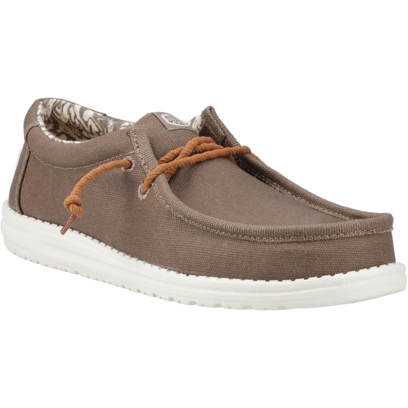 HEYDUDE Wally Waxed Stoff Herren Walnuss Bootsschuhe