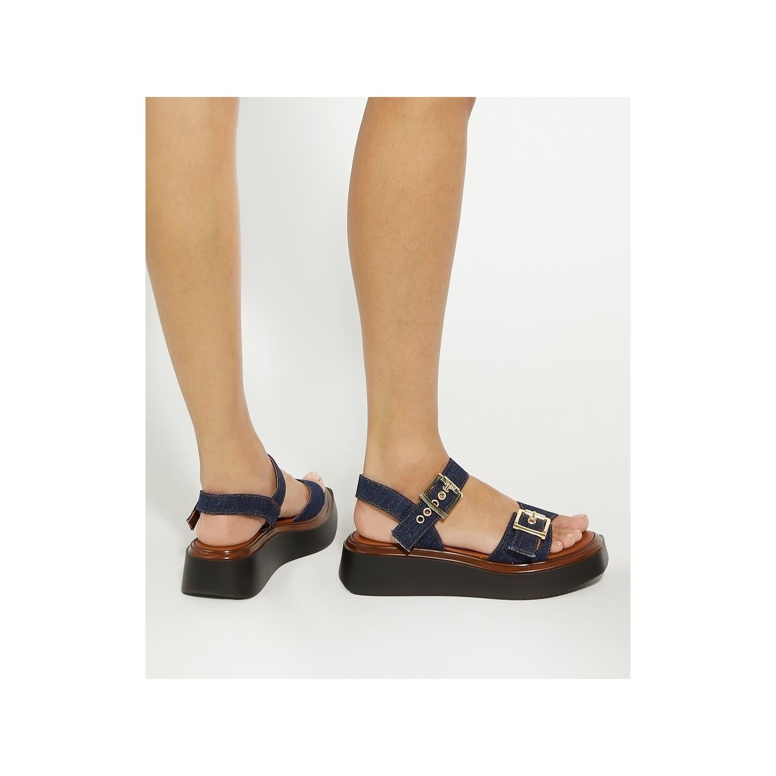 Dune Loells Damen Sandalen In Marineblau Aus Denim