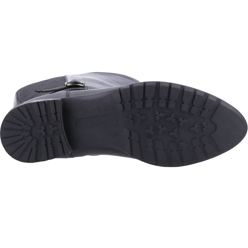 Hush Puppies Vanessa Damen Stiefel aus schwarzem Leder mit hohem Absatz bis zum Knie