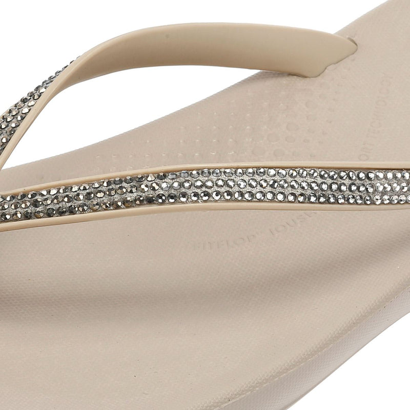 FitFlop Iqushion Ombre Sparkle Damen Zehentrenner Aus Beigeem Gummi