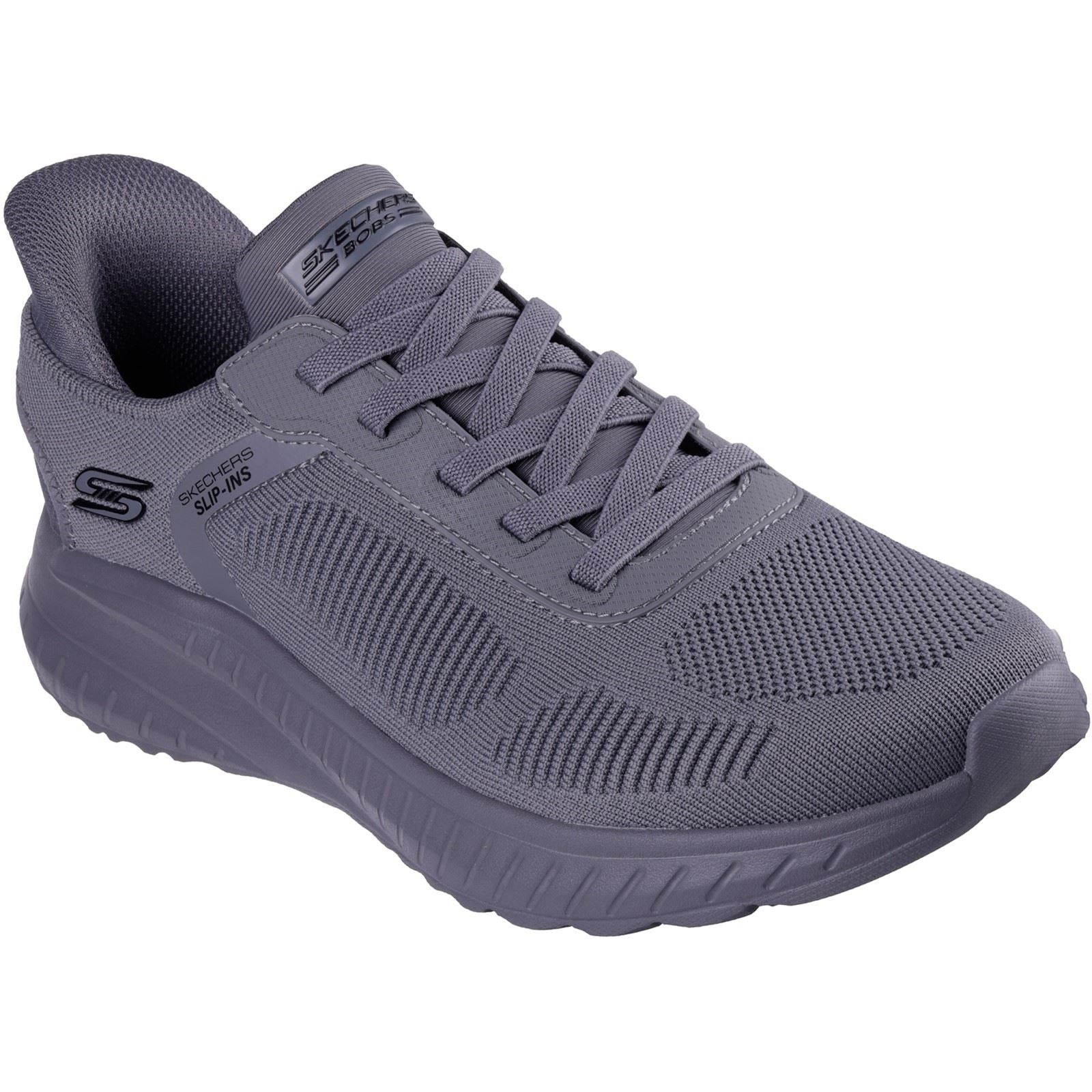 Skechers BOBS Sport Squad Chaos Solid Step Textile Herren Dunkelgraue Sneakers