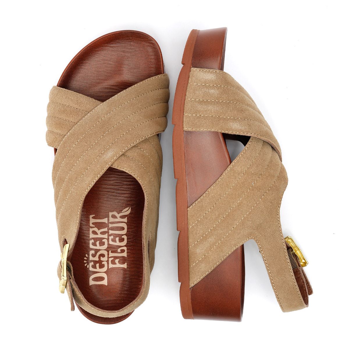 Desert Fleur Sparks Damen Sandalen Aus Veloursleder In Beige
