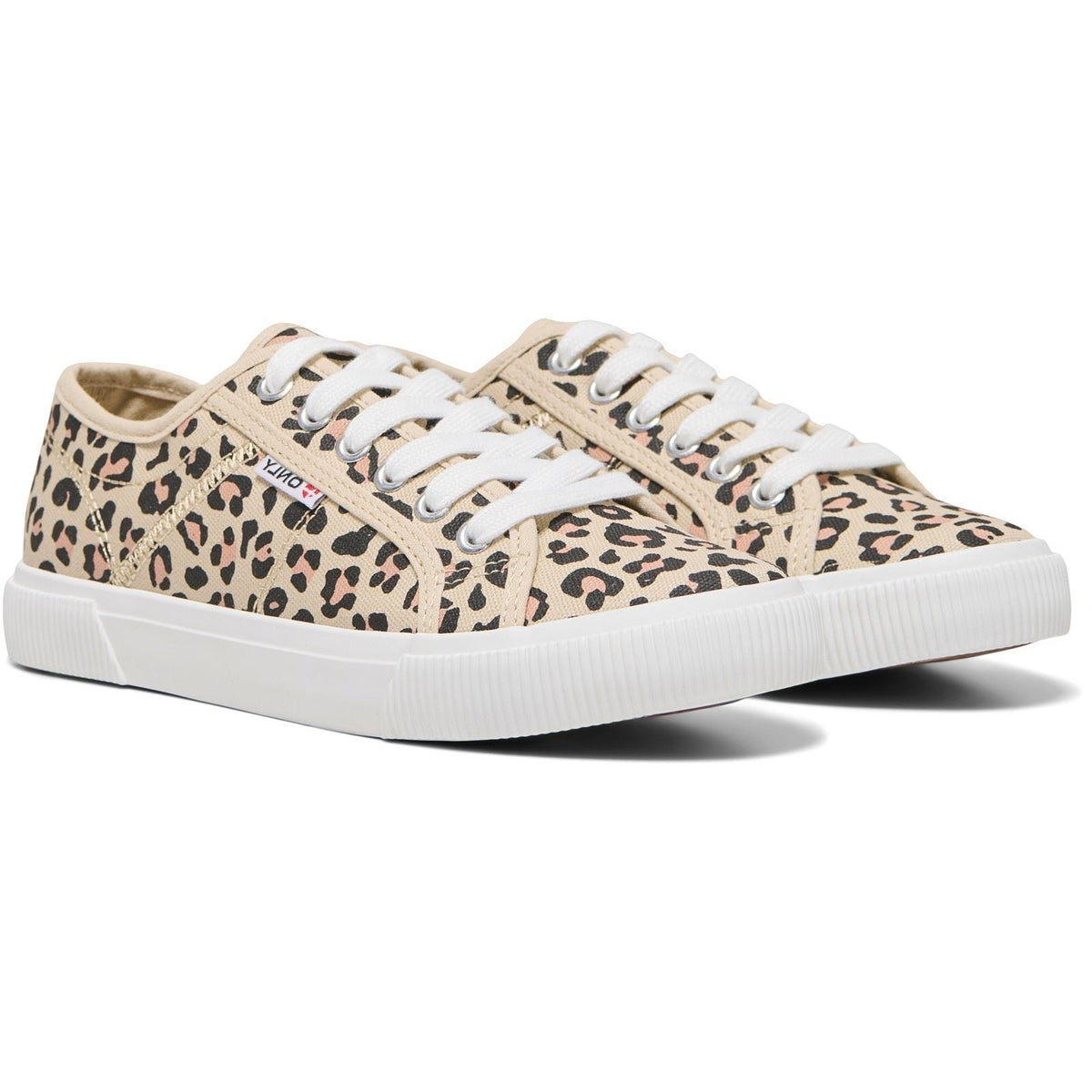 ONLY NICOLA Damen Sneaker Aus Baumwolle In Creme/Leopard-Muster