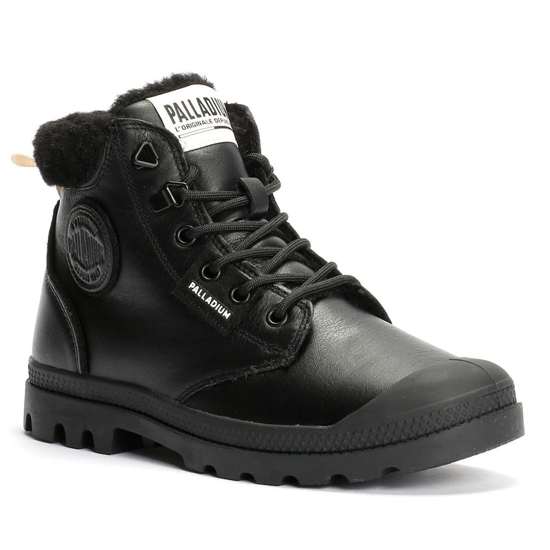 Palladium Pampa HI Snow Warm Leder Damen Schwarze Stiefel