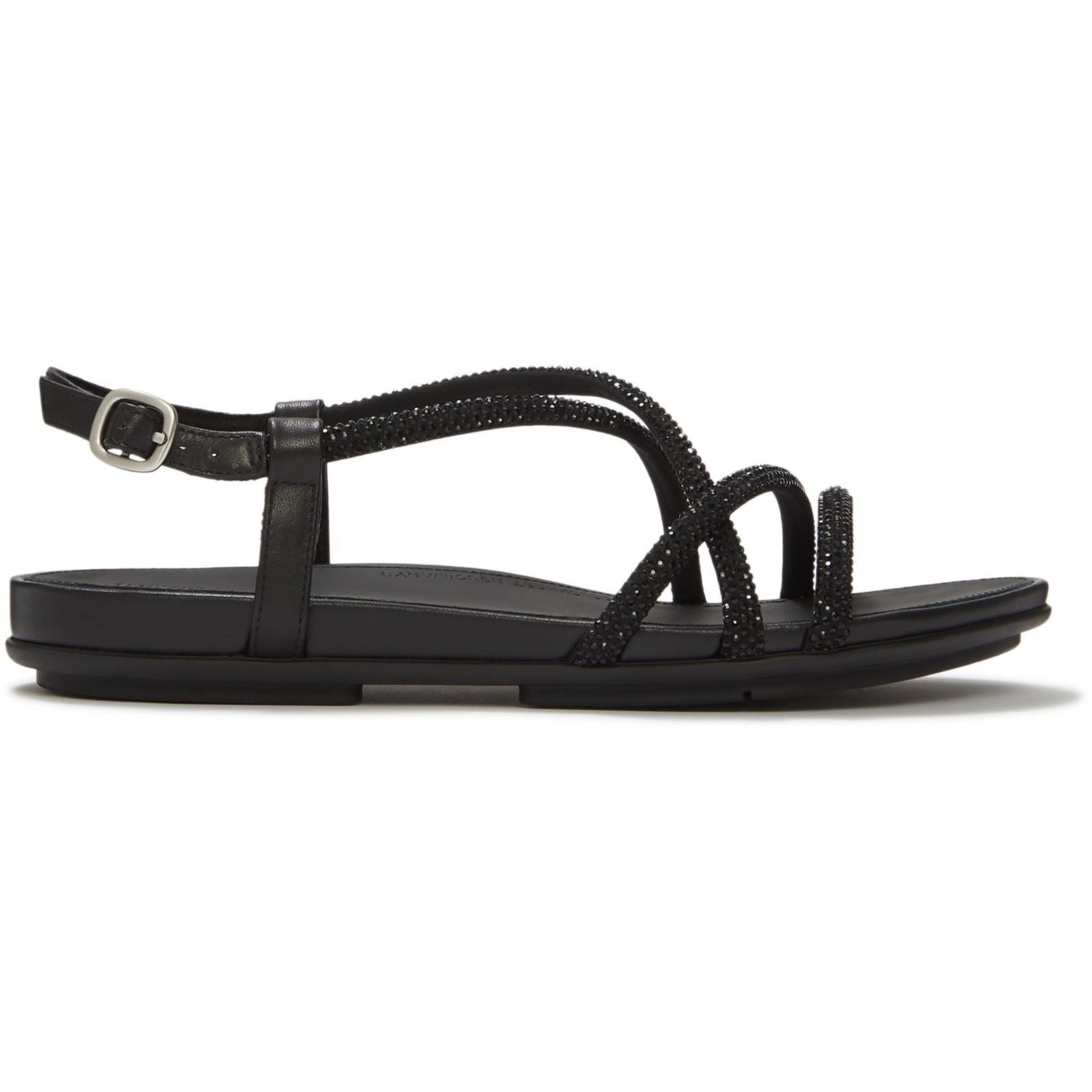 Fitflop Fino Toe-Post Leder Damen All Black Sandalen