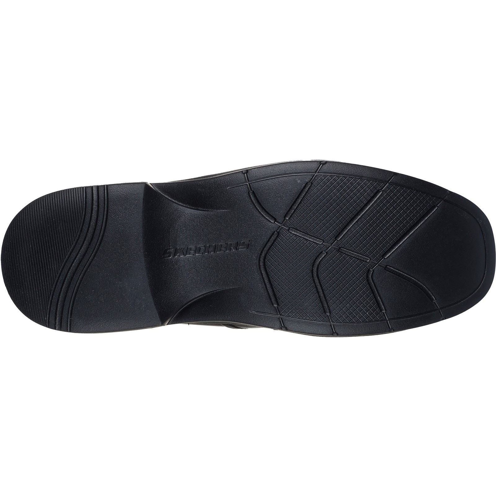 Skechers Caswell Frantone Leder Herren Schwarz Slipper Schuhe