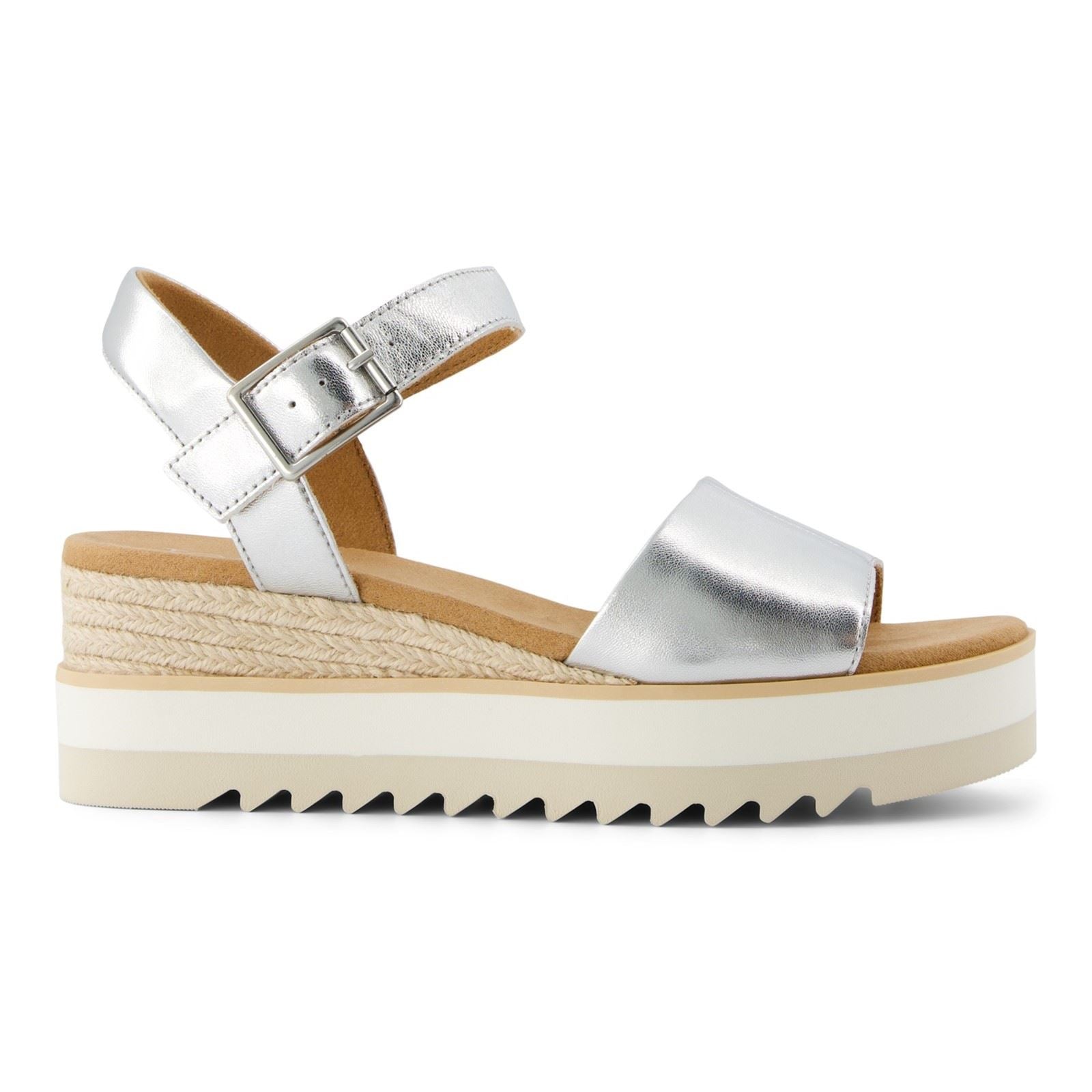 TOMS Diana Damen Plateauschuhe Aus Silbernem Leder