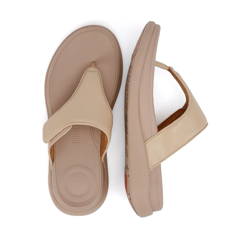 FitFlop F-Mode Go Adjustable Flatform Damen Beige Sandalen