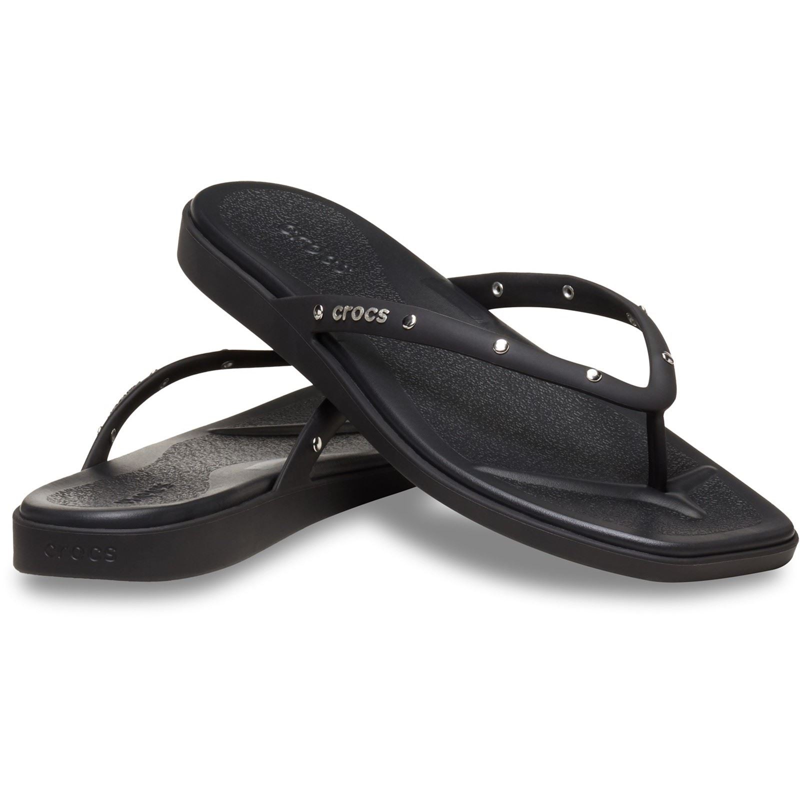 Crocs Miami Studded Flip Thermoplastische Schwarze Flip-Flops Für Damen