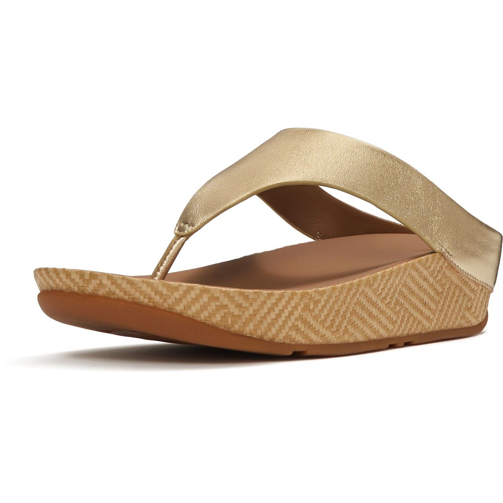 Fitflop Lulu Lux Graphic-Weave Toe-Post Leder Damen Platino Sandalen