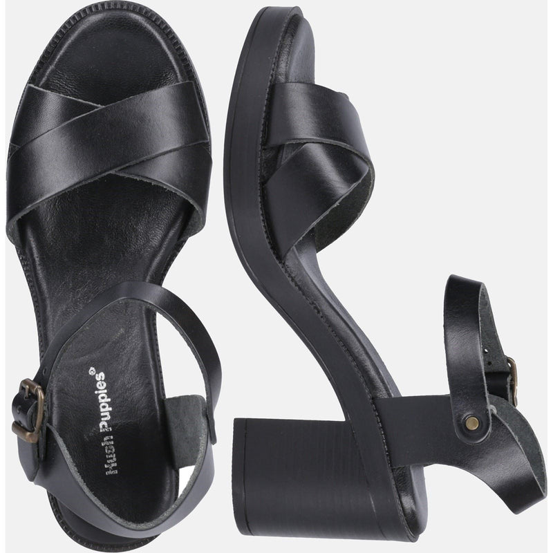 Hush Puppies Georgia Damen Sandalen Aus Schwarzem Vollleder