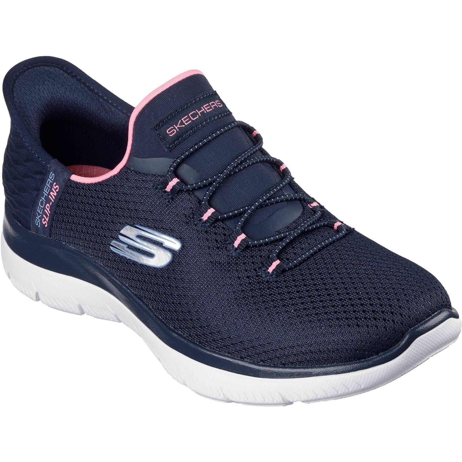 Skechers Summits - Diamond Dream Textil Damen Sneaker In Marineblau/Rosa
