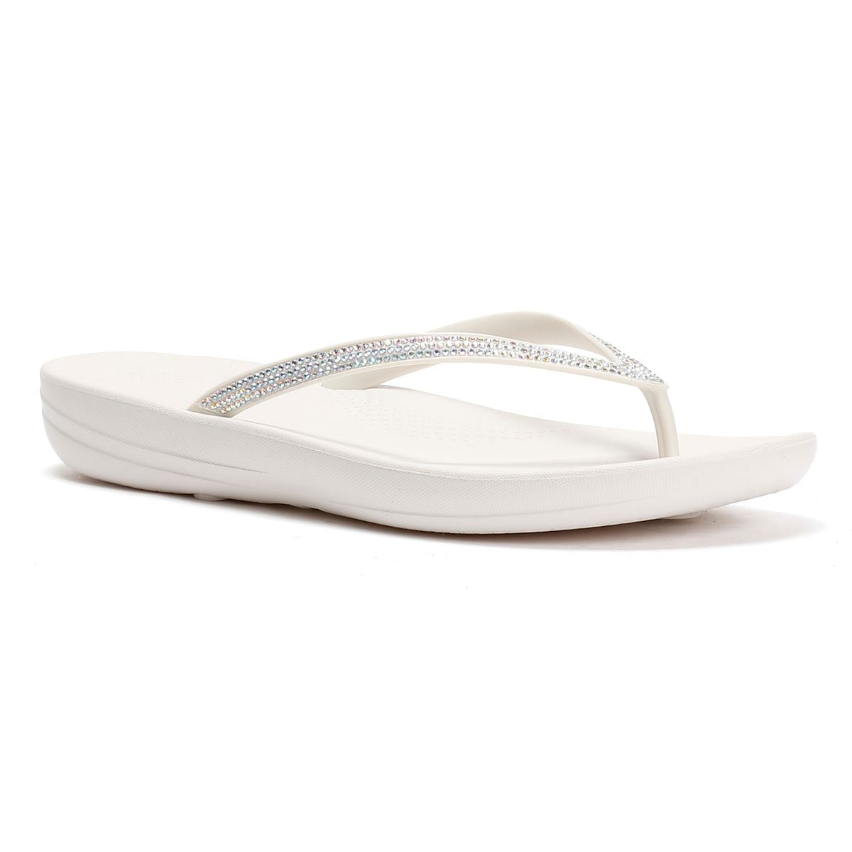 FitFlop Iqushion Sparkle Gummi Damen Weiße Flip-Flops