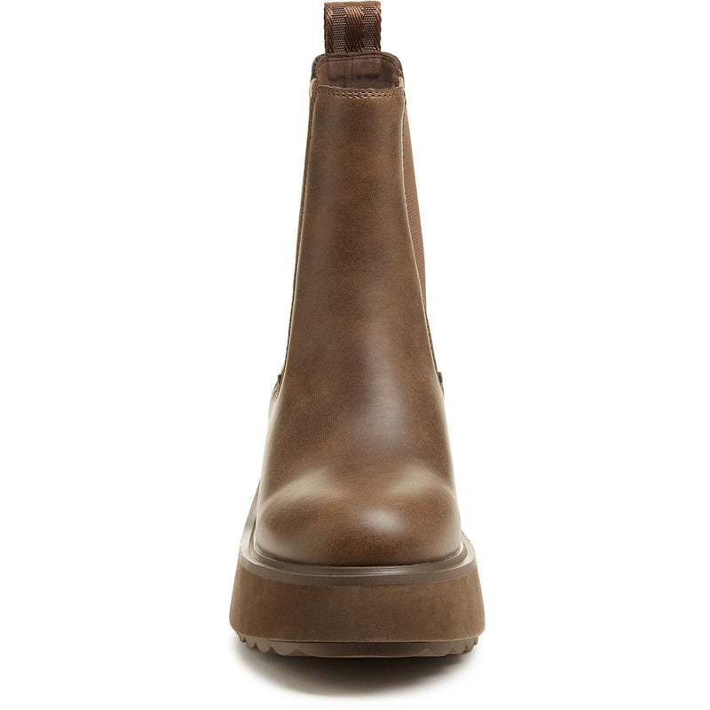 Rocket Dog Heyday Damen Flache Chelsea Stiefel aus dunkelbraunem Polyurethan