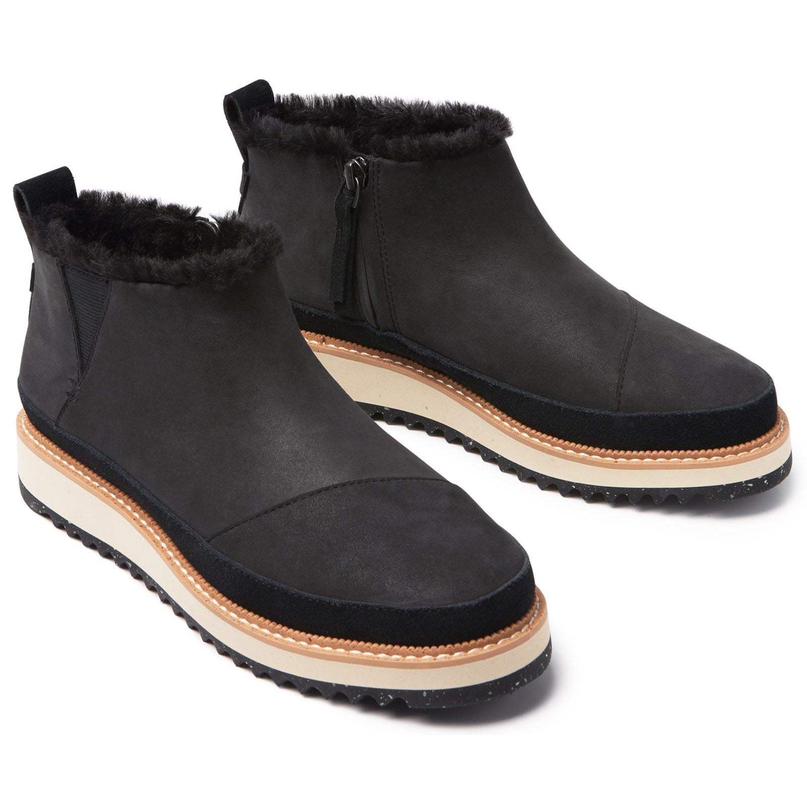 TOMS Marlo Leder Damen Schwarze Stiefel