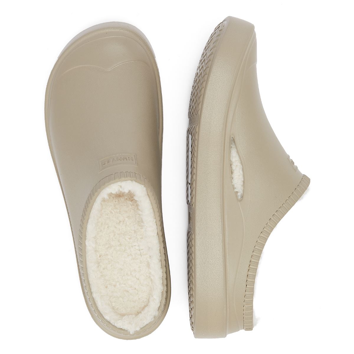 Hunter Bloom Gefütterte Mule Alloy Weiße Clogs