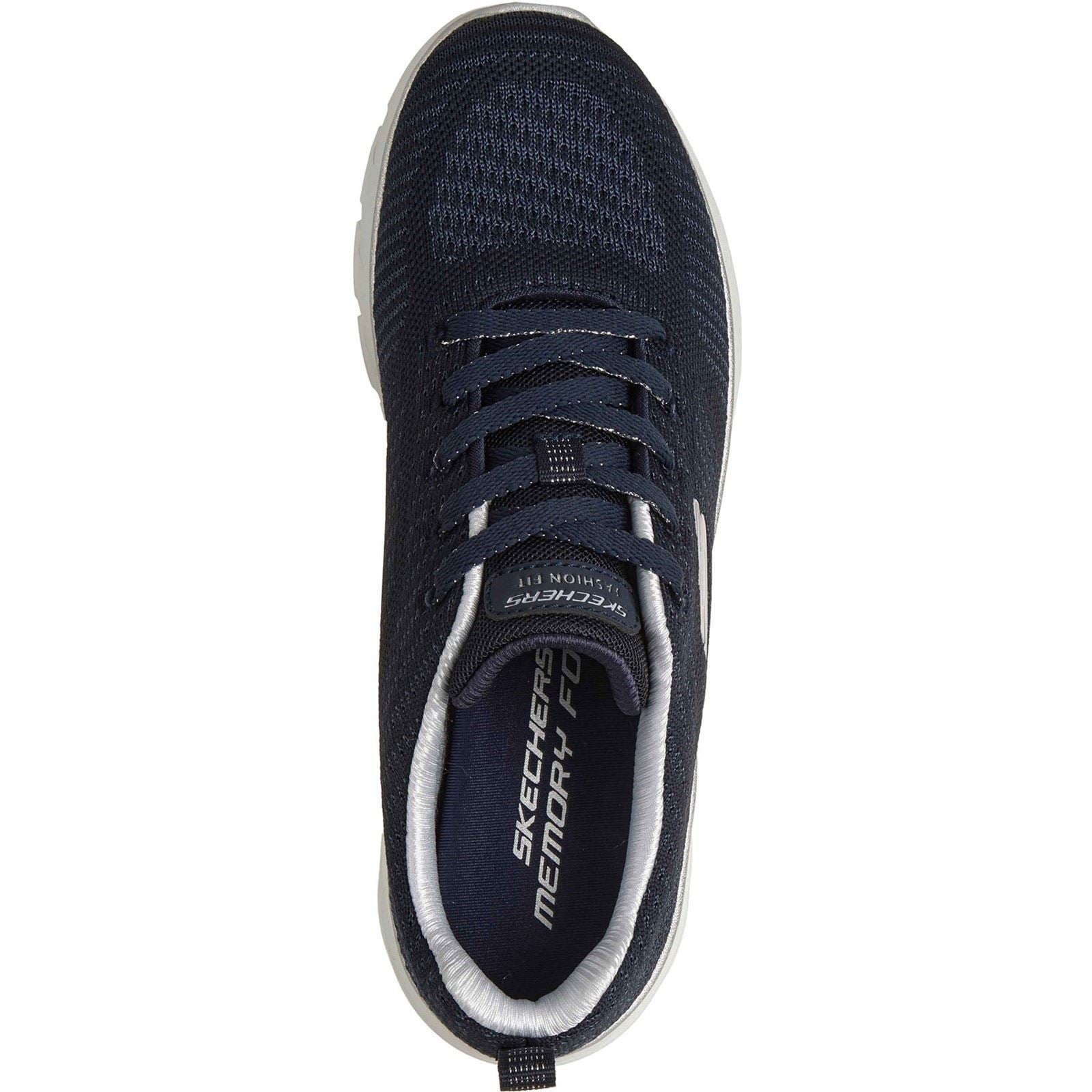 Skechers Fashion Fit 2.0 Polyester Damen Sneaker In Marineblau/Silber
