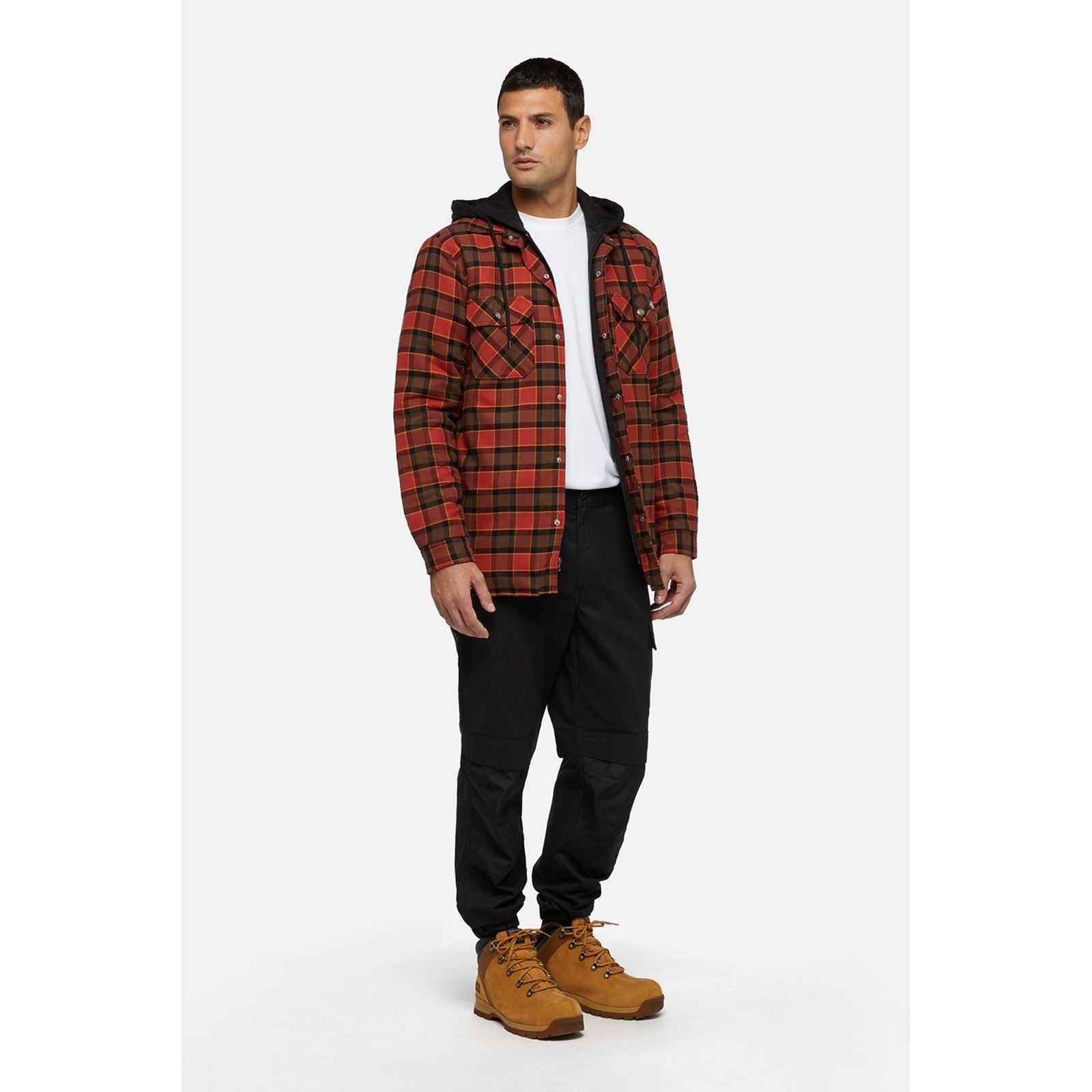 Dickies Fleece Hooded Flannel Shirt Herren Rotes Hemdjacke