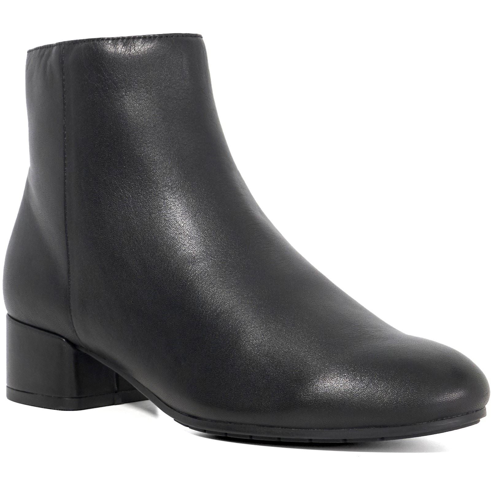 Dune Pippie Damen Stiefeletten Aus Schwarzem Leder Mit Absatz