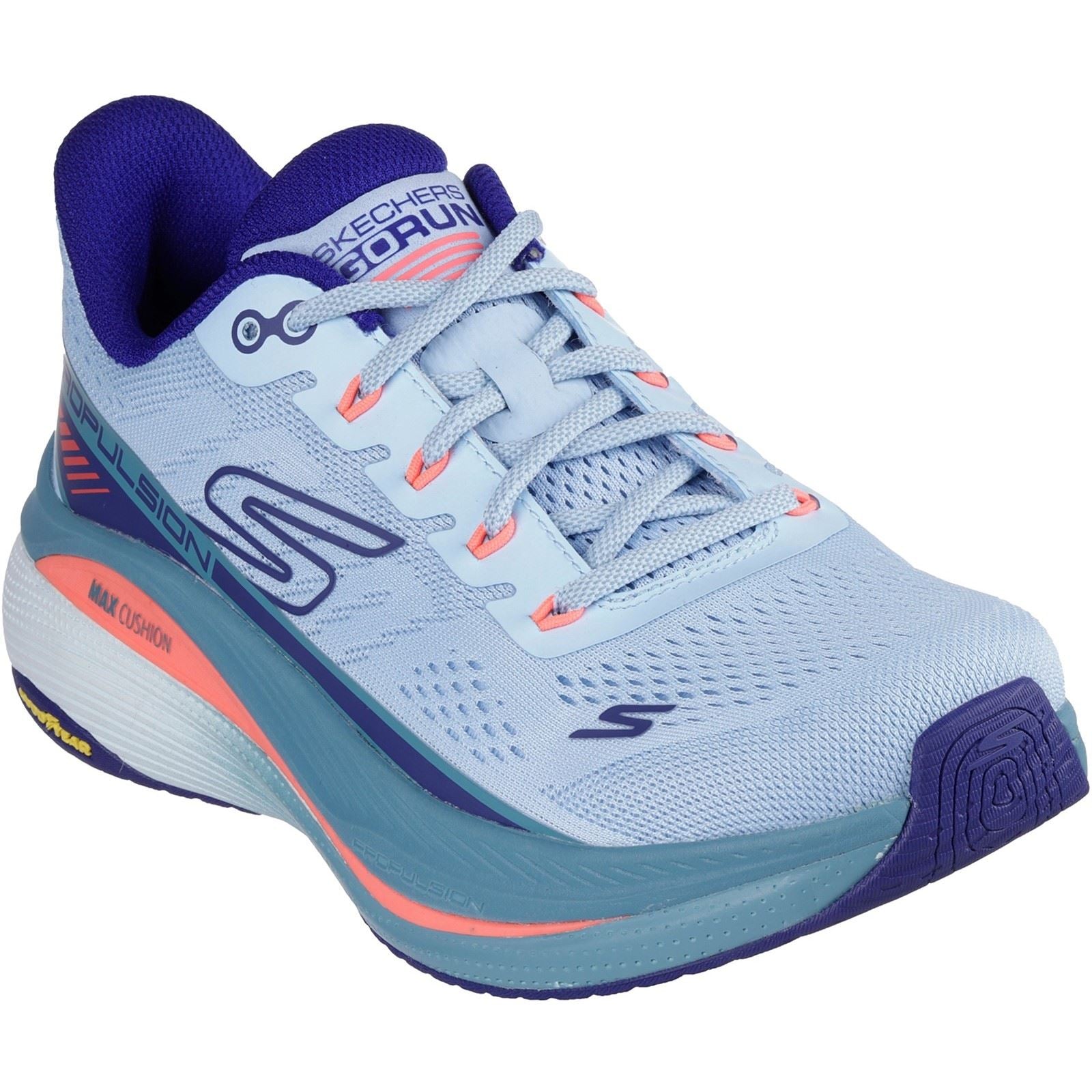 Skechers Performance Max Cushioning Propulsion Damen Sneaker Aus Textil In Hellblau/Dunkelblau