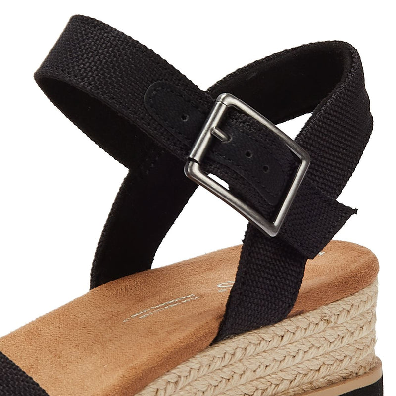 TOMS Diana Canvas Wedge Schwarze Sandale für Damen