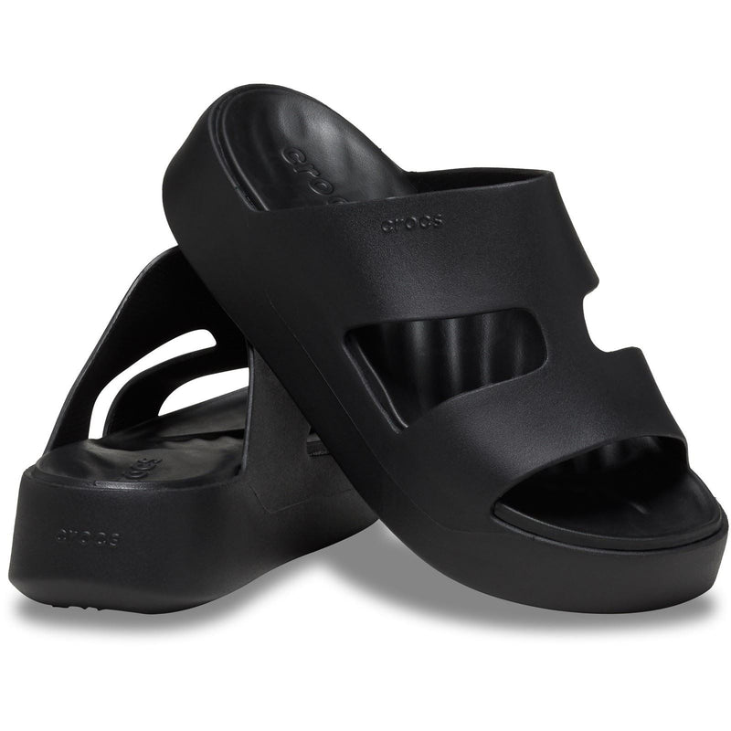 Crocs Getaway Platform H-Strap Thermoplastische Damen Pantoletten In Schwarz