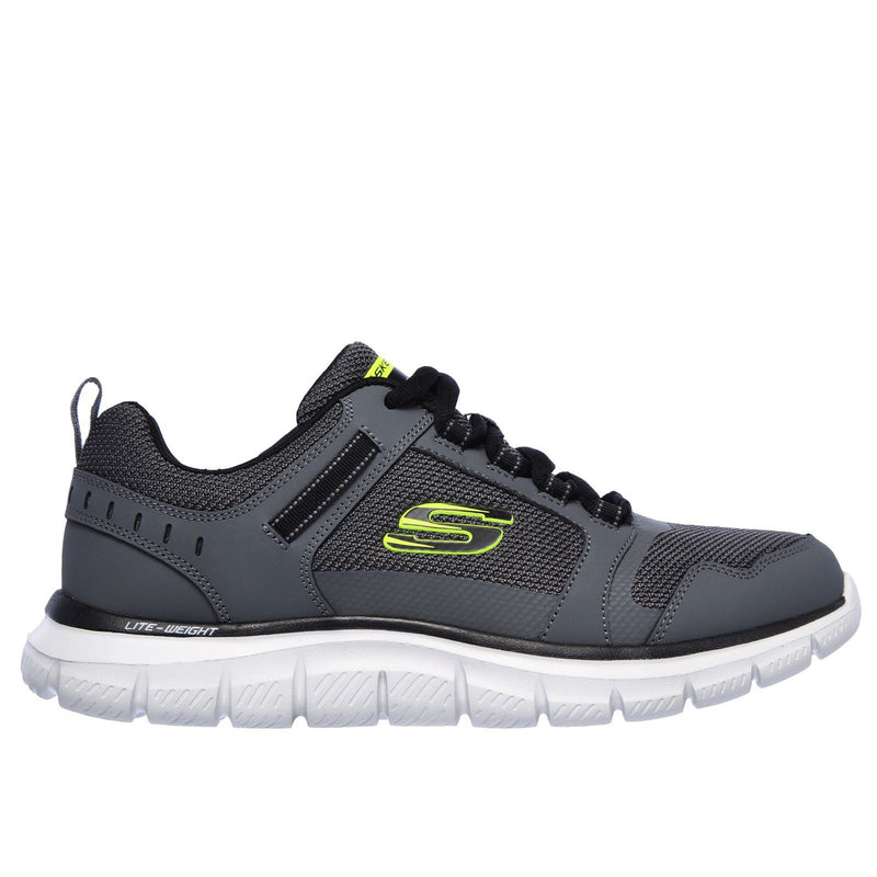 Skechers Track Knockhill Leder Herren Turnschuhe In Anthrazit/Schwarz