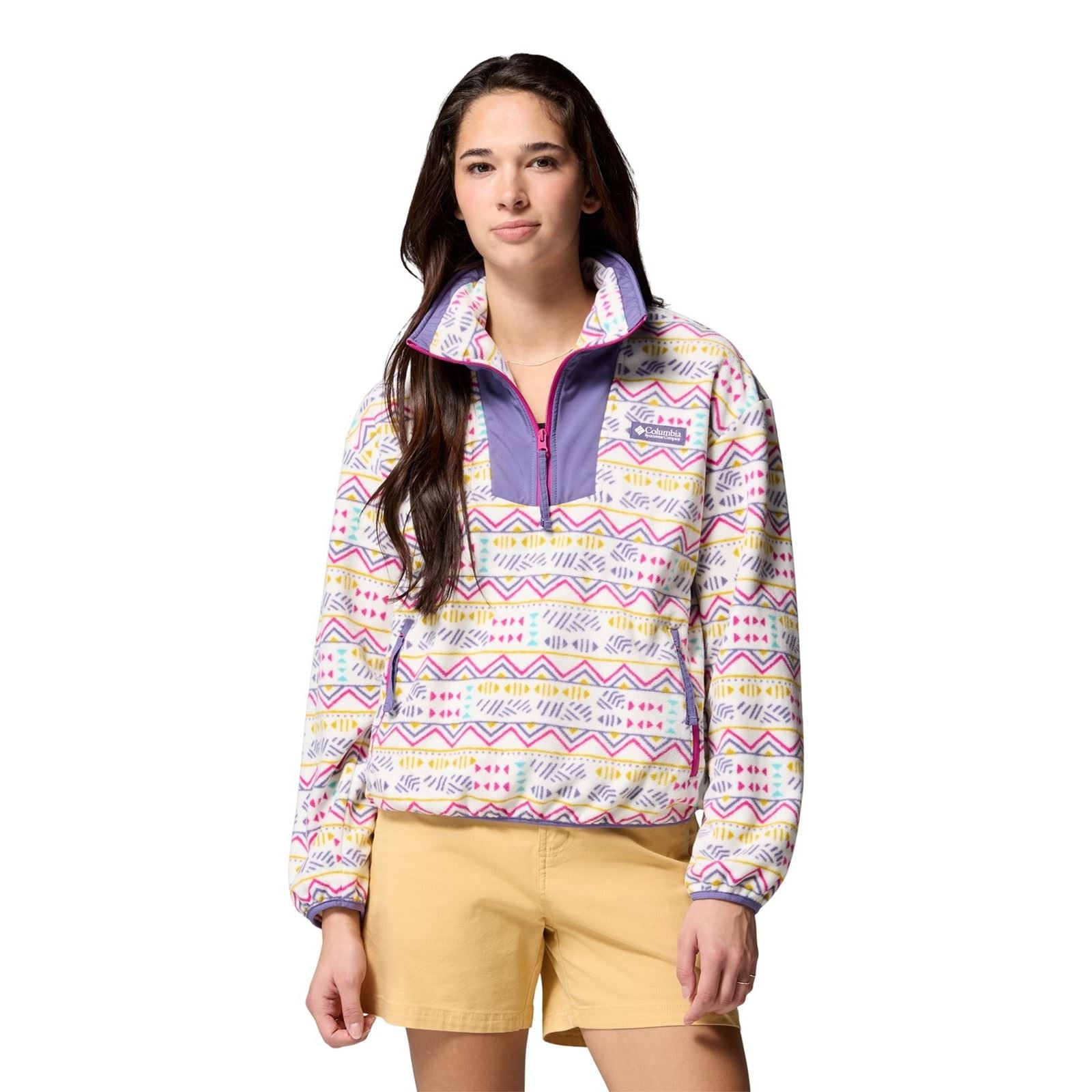 Columbia Sequoia Grove Printed Half Zip Polyester Damen Weißer Fleece-Pullover