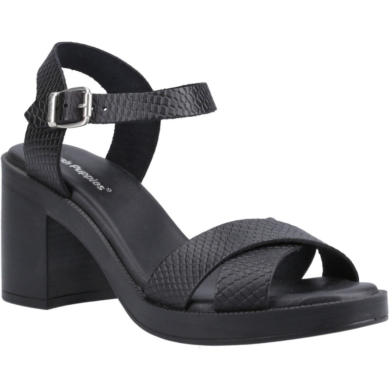 Hush Puppies Georgia Damen Sandalen Aus Schwarzem/Schlangenleder Echtleder