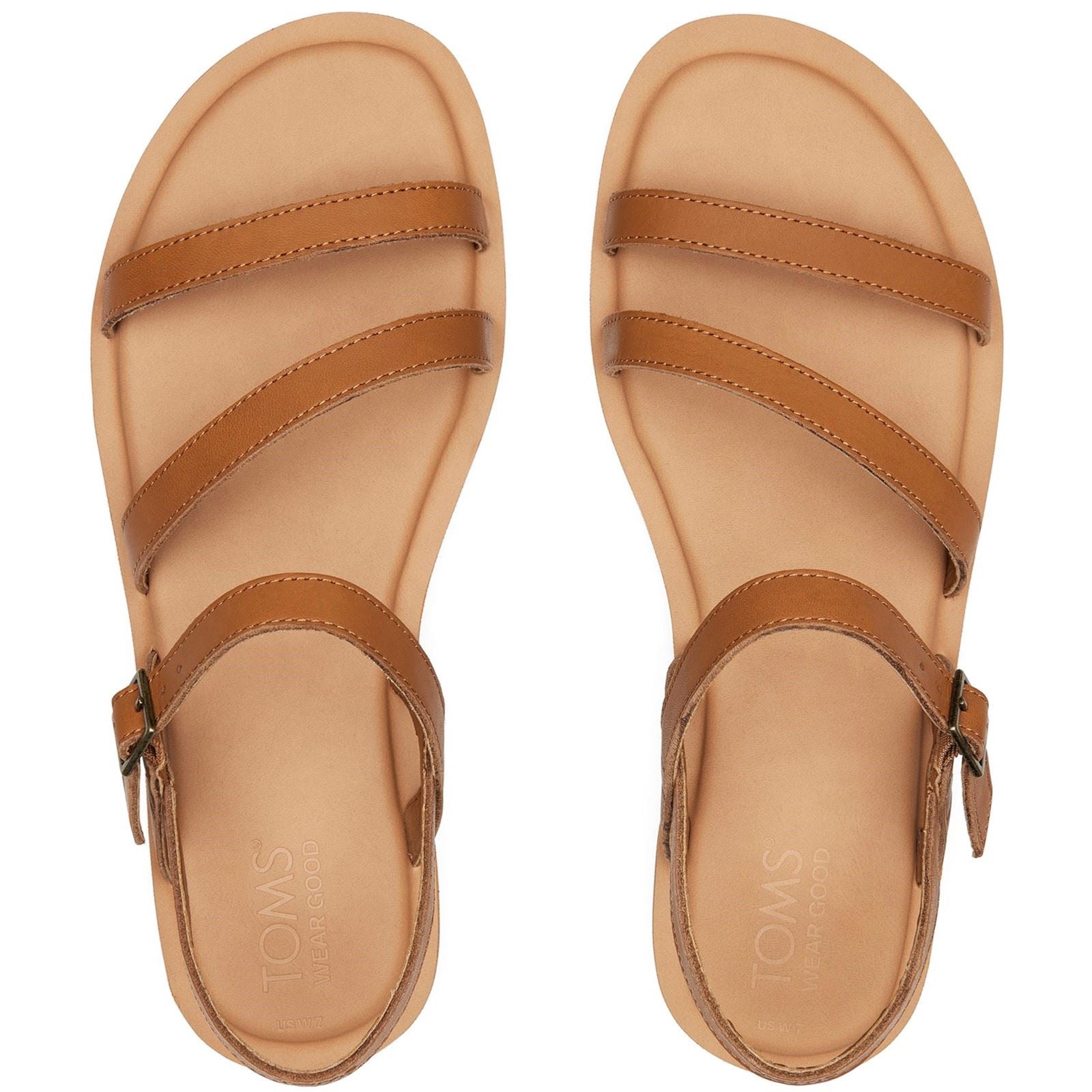TOMS Kira Leder Damen Tan Sandalen