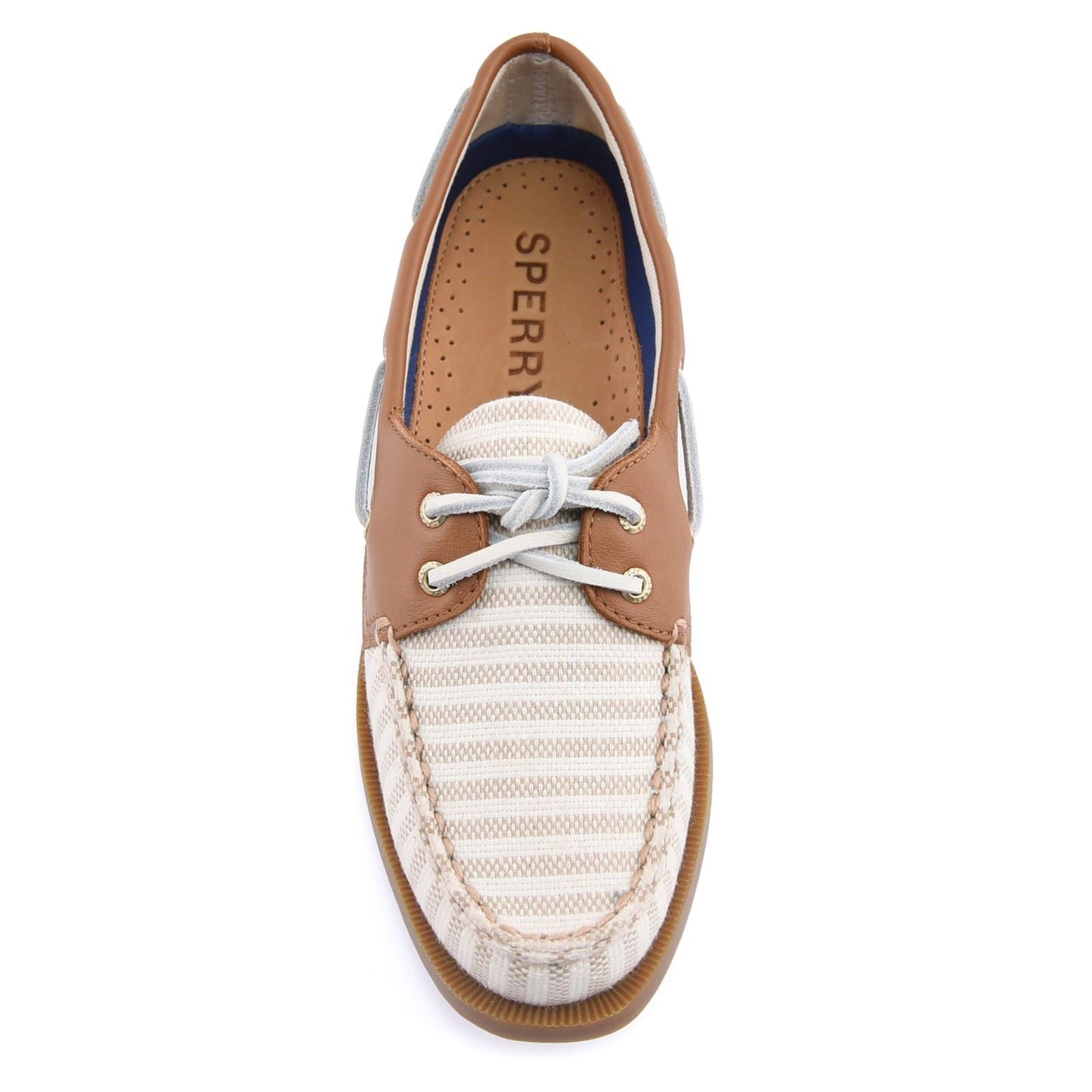 Sperry Authentic Original Textil Damen Weiße/Natürliche Bootsschuhe