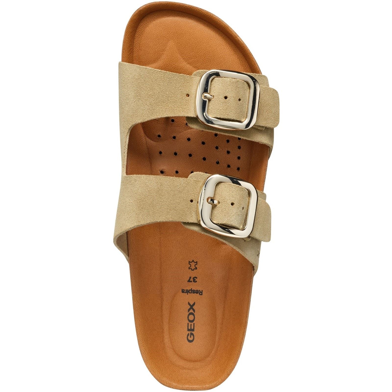 Geox D BRIONIA H Damen Keilsandaletten Aus Hellem Taupe Leder