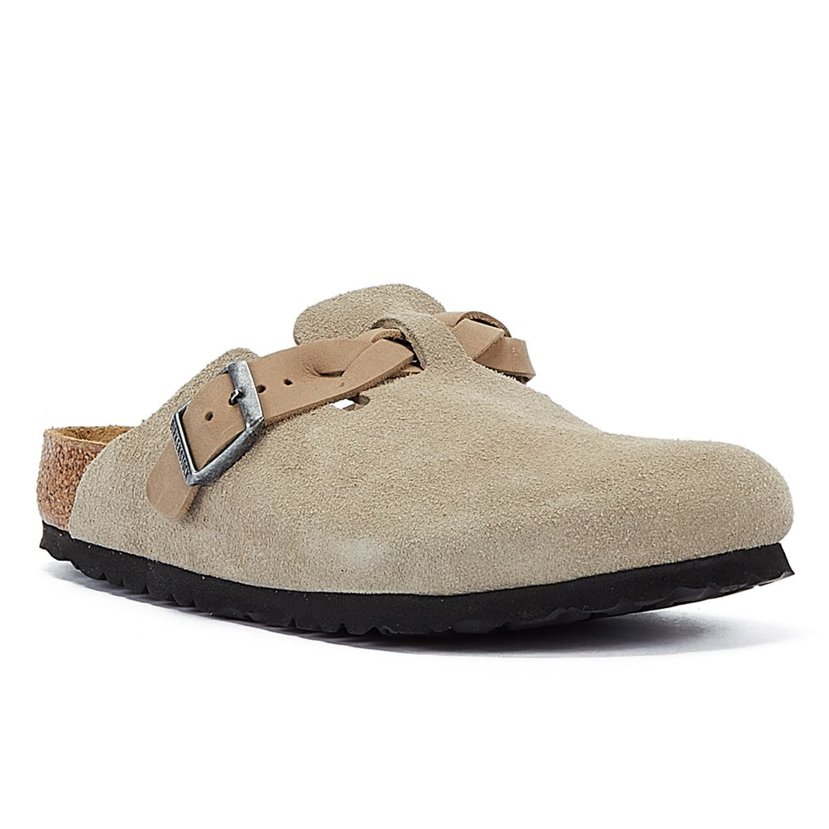 Birkenstock Boston Regulär Clogs Aus Taupefarbenem Wildleder