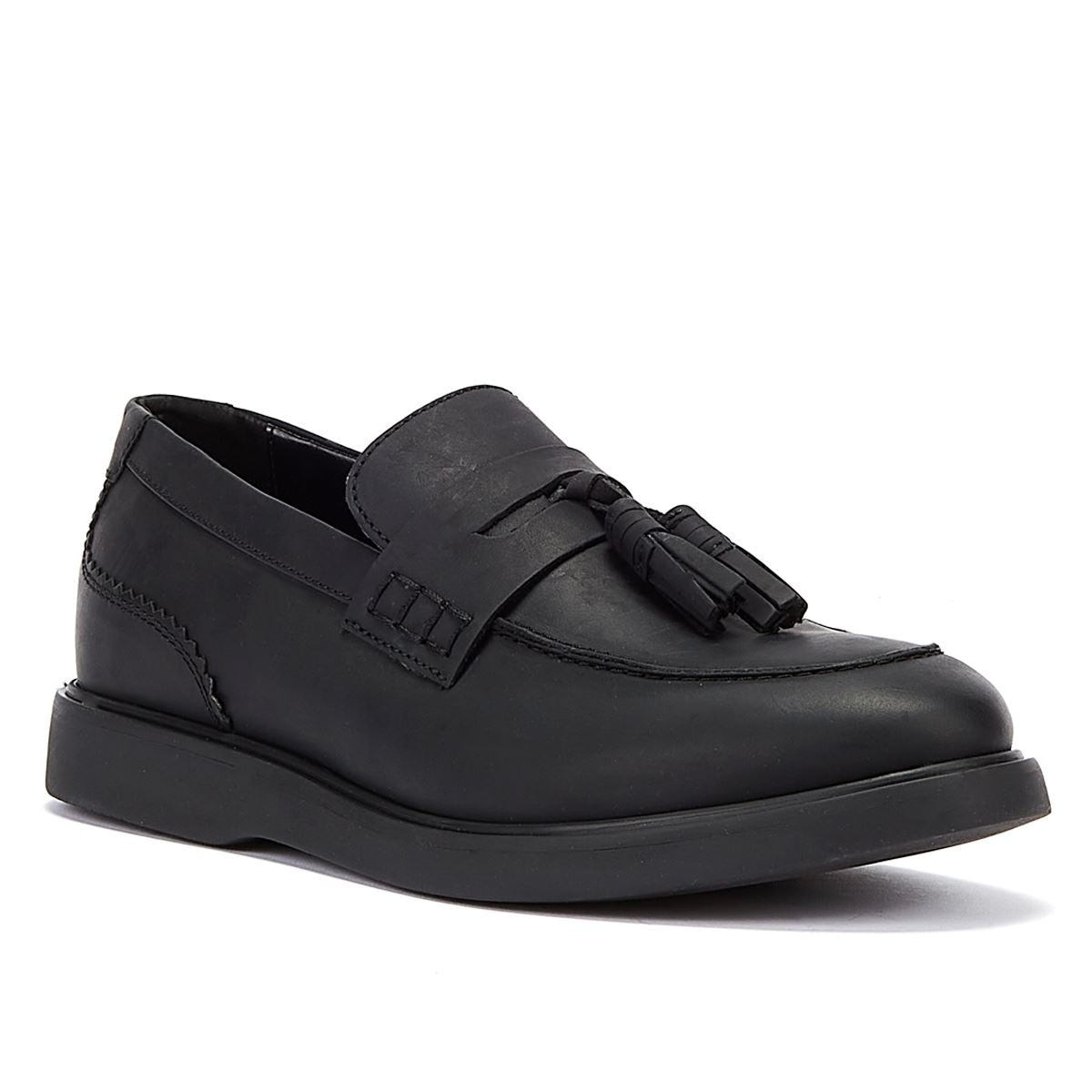 Hudson Cato Loafer Verrücktes Leder Herrenschuhe Schwarze Slipper