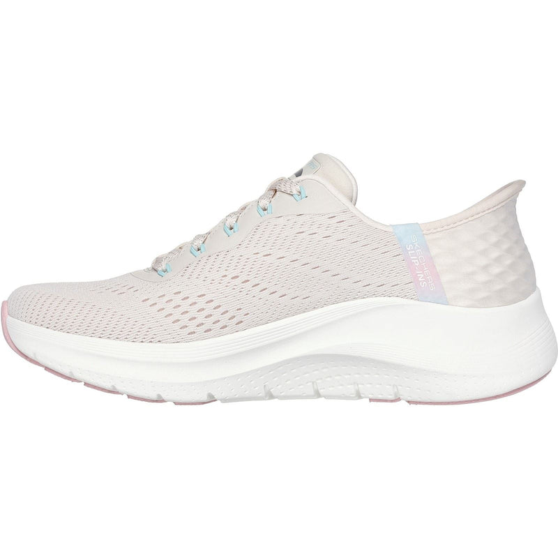 Skechers Arch Fit 2.0 Easy Chic Damen Sneaker Aus Natürlichen/Rosa Textilien