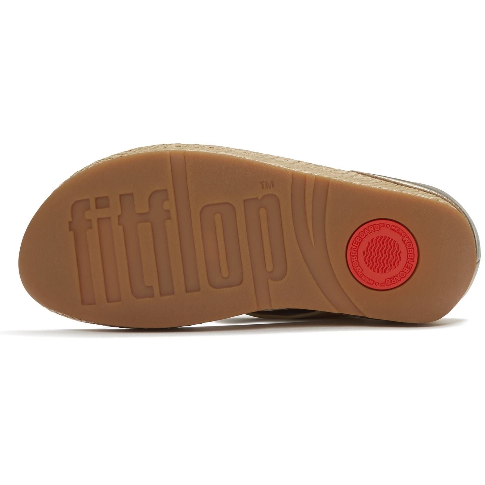 Fitflop Lulu Lux Graphic-Weave Toe-Post Leder Damen Platino Sandalen